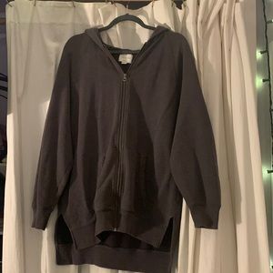 Oversized Gray Zip Up Hoodie American Eagle